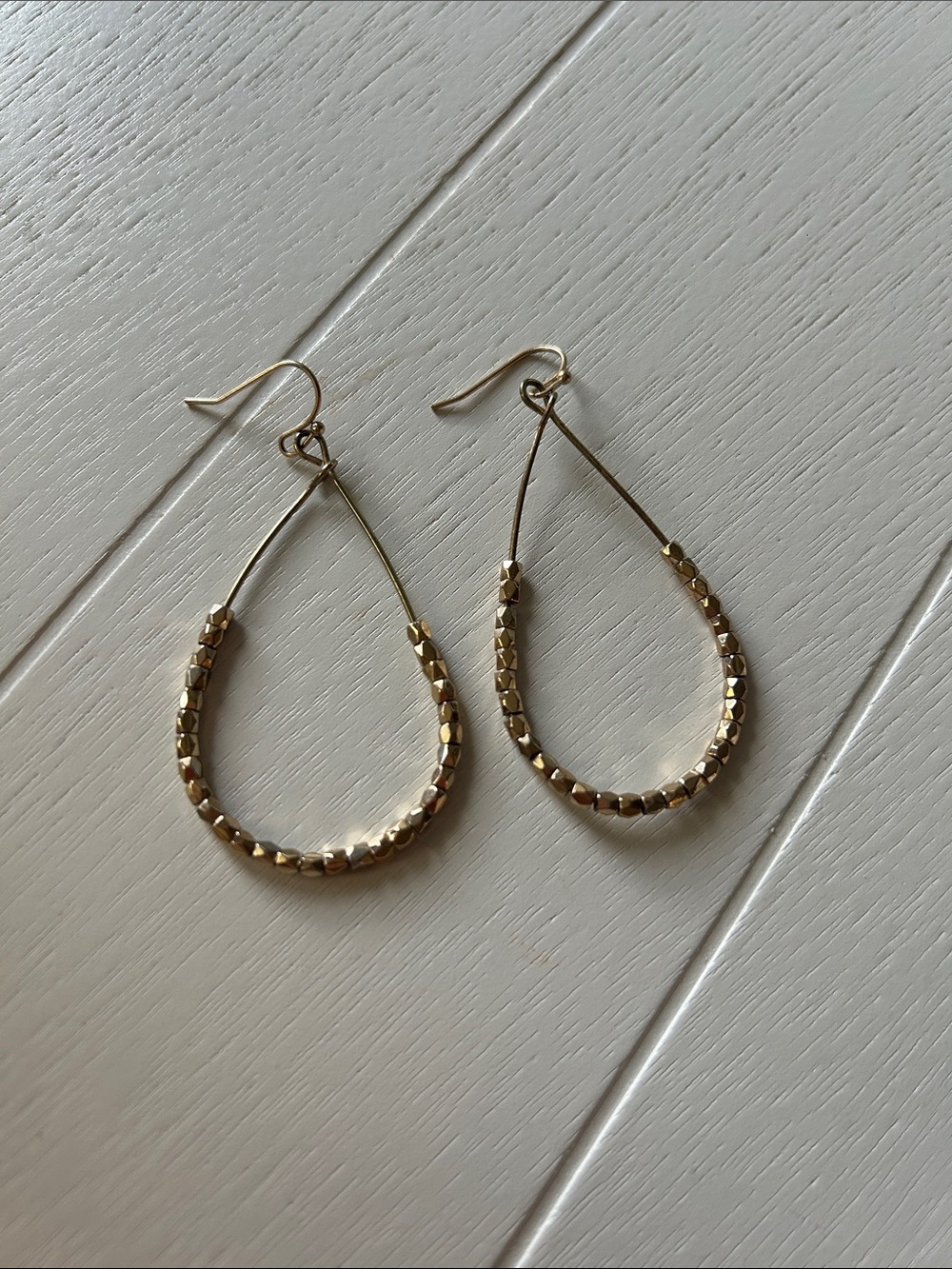 Delicate Gold Teardrop Beaded Earrings